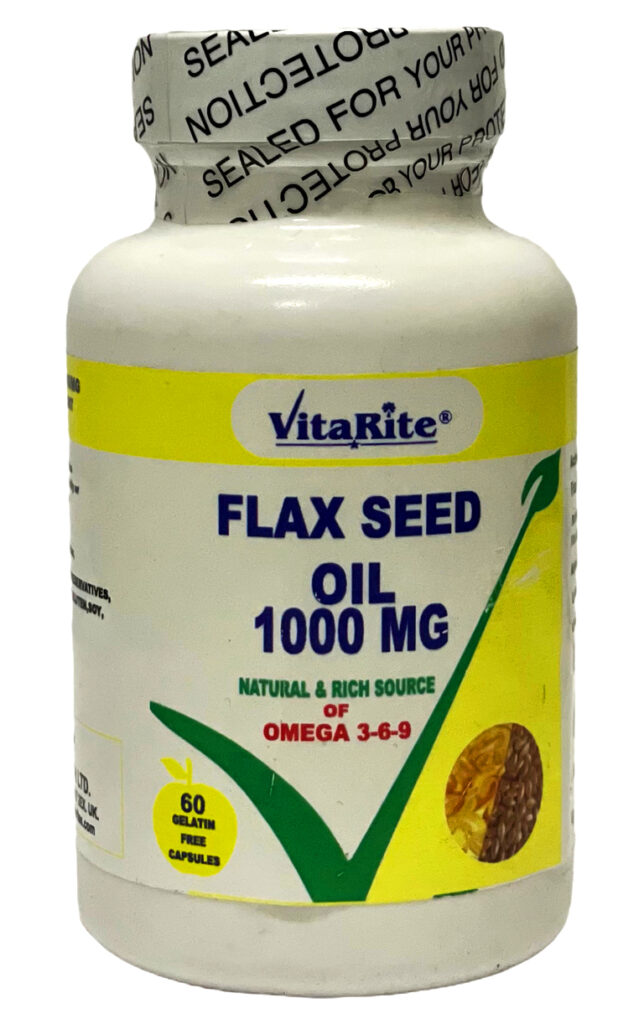 FLAXSEED OIL 1000MG GELATIN FREE CAPS VitaRite Vitamins Health